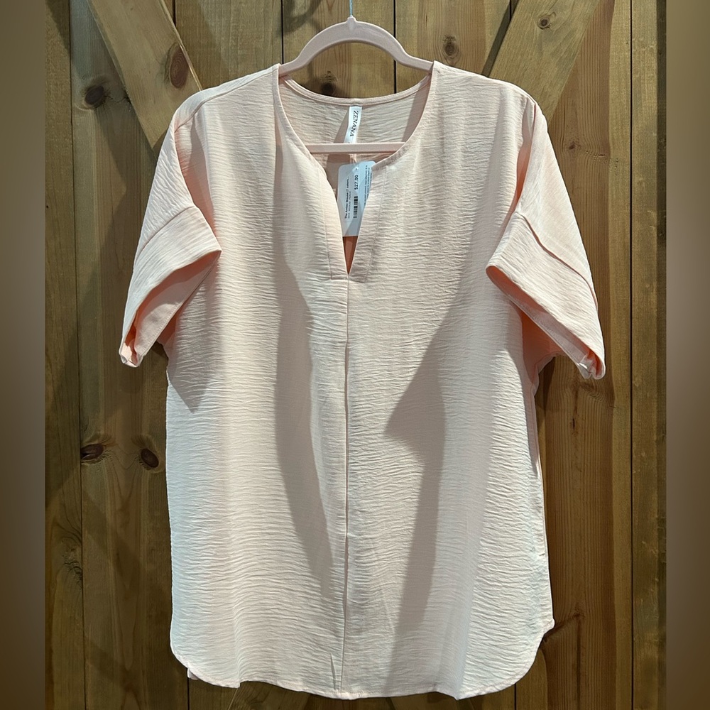 NWT Zenana Peach Blouse